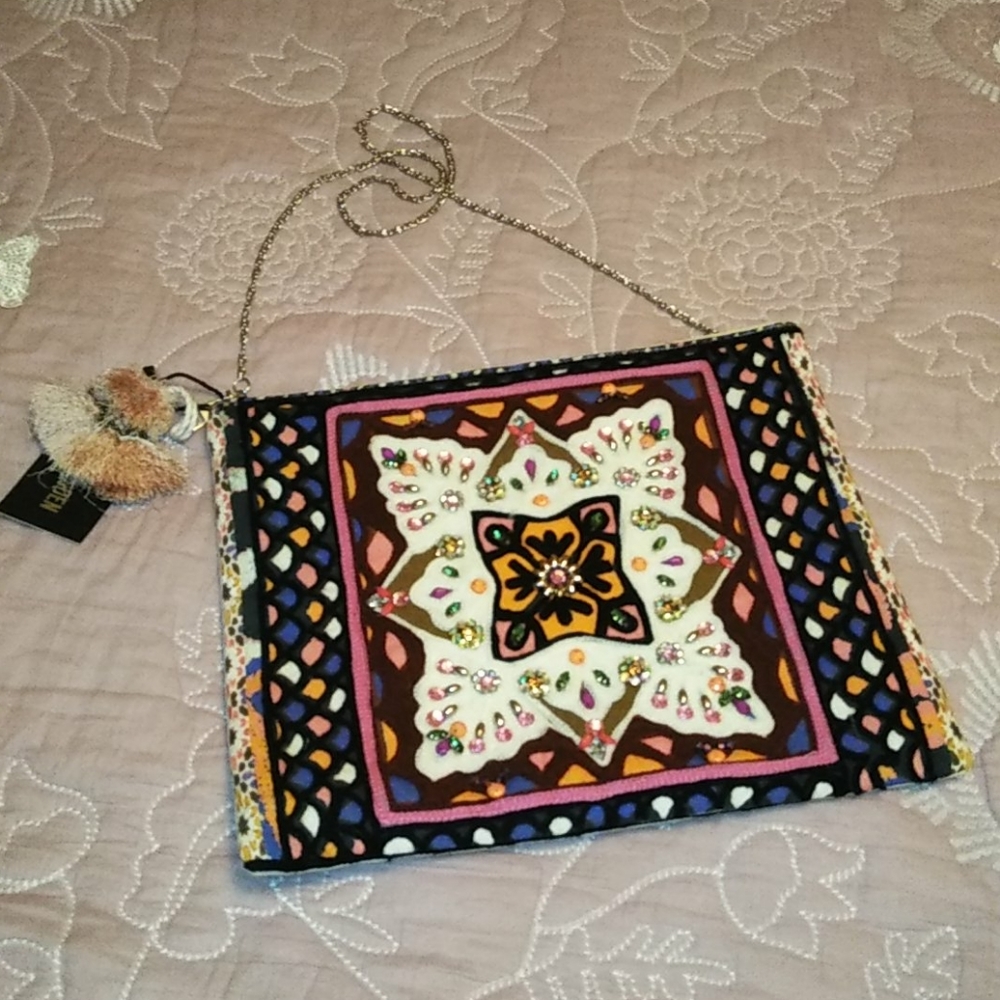 Steve Madden 💚 Canvas Beaded 👝 Crossbody/Clutch